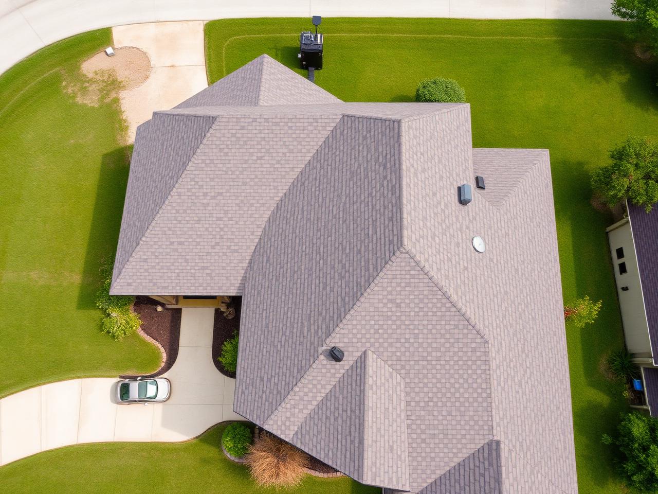 Newly replaced shingle roof on a Houston home