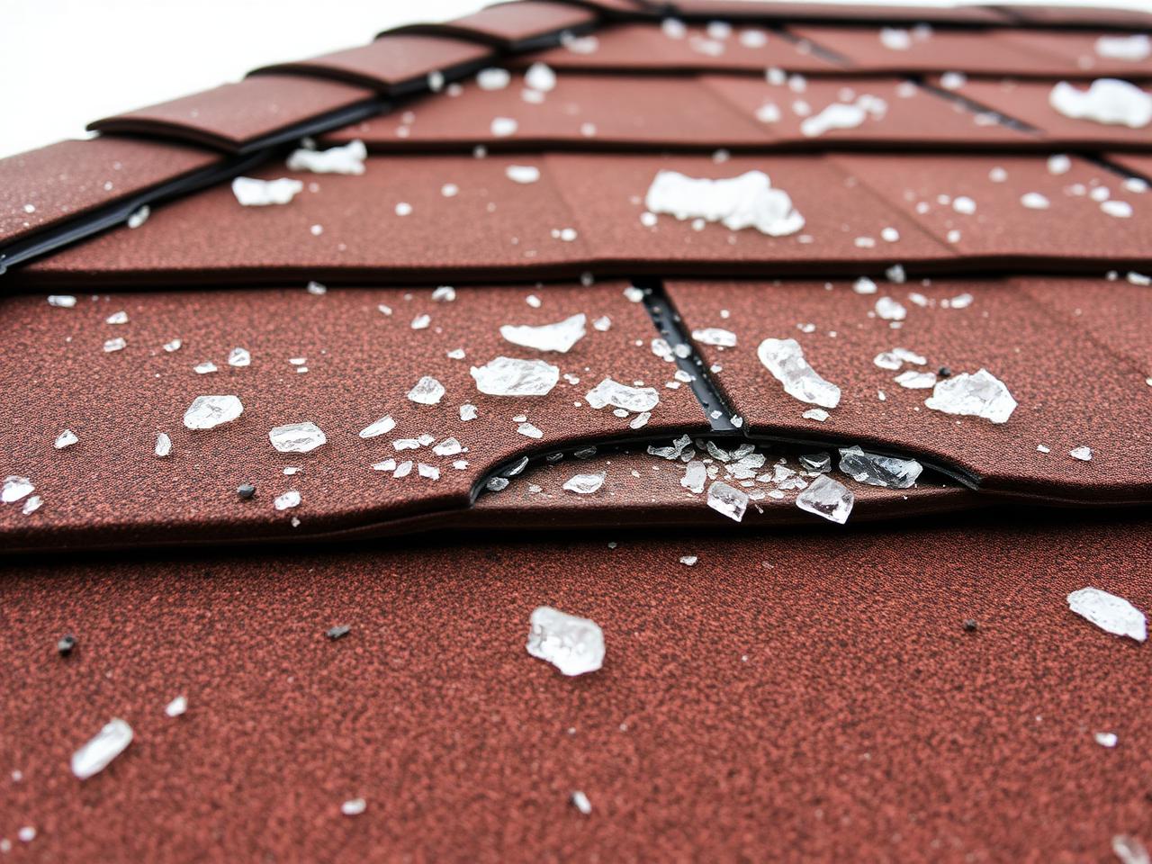 Hail damage on asphalt shingles